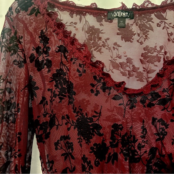 Bodysuit With Lace Detail Dark Burgundy WORN ONCE - Picture 2 of 12